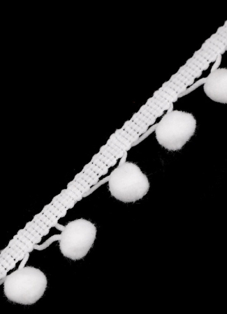 Bommelborte - weiss - 10 mm